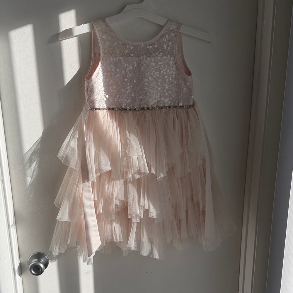 American Princess Pale Pink Sequin & Layered Tulle Dress